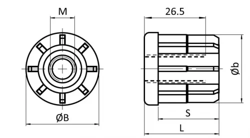 INSERT FILETE PR TUBES RONDS 60.3X2.0 M16 REF 098VR602016