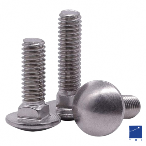 Tornillo de cabeza redonda y cuello cuadrado DIN 603 totalmente roscado M8 X 1,25 X 70 Acero inoxidable A2