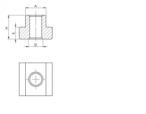 Taco ranura en T DIN 508 27mm X 32mm acero tratado térmicamente Cl.10