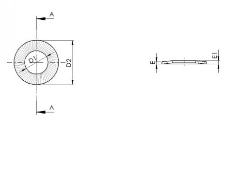 Arandela de seguridad cónica símbolo CS media NFE 25511 16mm acero inoxidable A2