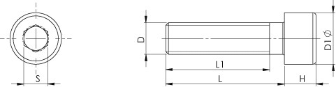 Tornillo de cabeza cilíndrica DIN 912 M24 X 3.00 X 70mm Acero inoxidable A2