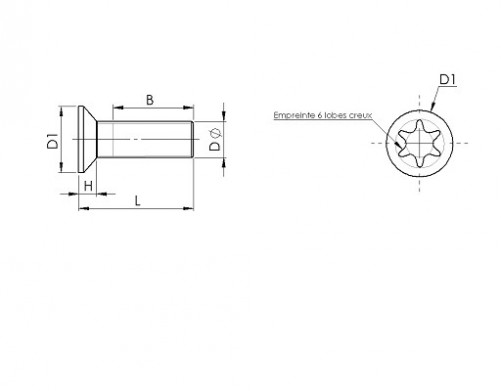 Tornillos metálicos de cabeza avellanada 6 lóbulos interiores ISO 7046 M5 X 0,80 X 10mm Acero inoxidable A4