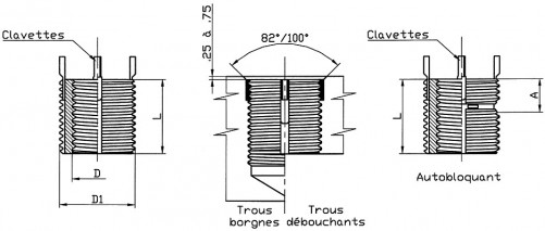 Inserto de llave Keensert serie reforzada KNHM M16 X 2.00 acero inoxidable 303 pasivado