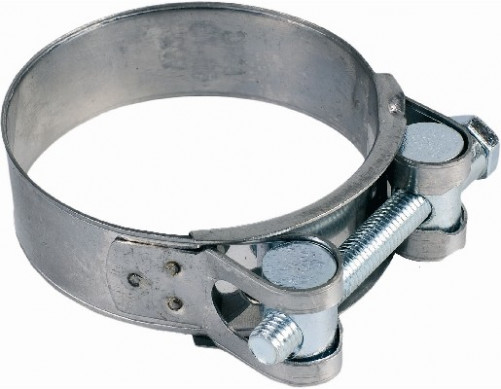 Abrazadera de banda estampada y muñón Ø104 a 112mm acero zincado blanco