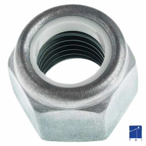 Tuerca de seguridad con collar de plástico DIN 985 M8 X 1,25 acero cl.l8l zincado blanco