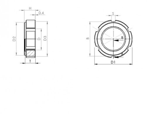 Contratuerca autoblocante serie reforzada tipo CF NFE 22306 M70 X 2,00 acero semiduro NYLSTOP