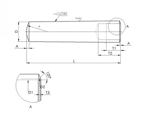 Pasador de posición cónico, rectificado, templado con agujero roscado DIN 7978A 20mm X 100mm acero