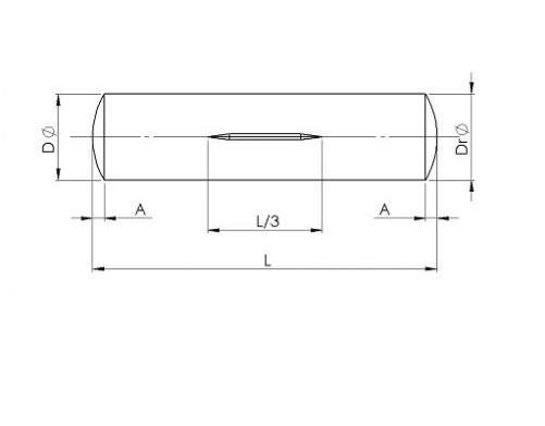 Pasador ranurado con ranura central en el tercio de longitud ISO 8742 6mm X 40mm acero S250