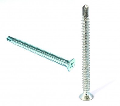 Tornillo autoperforante Phillips de cabeza avellanada DIN 7504P M4.8 X 22mm acero cementado, zincado en blanco
