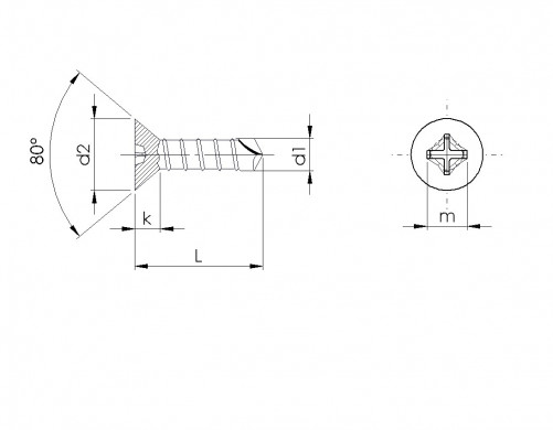 Tornillo autoperforante Phillips de cabeza avellanada DIN 7504P M4.8 X 22mm acero cementado, zincado en blanco