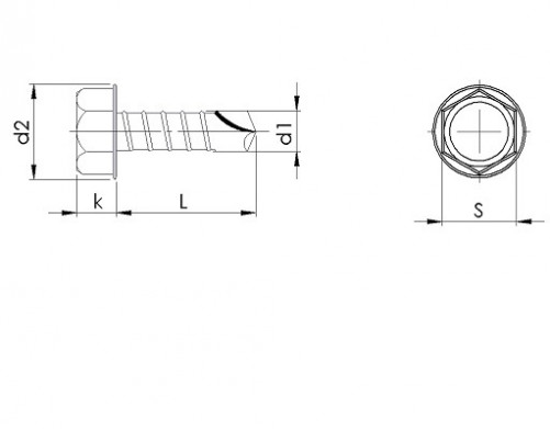 Tornillo autoperforante cabeza hexagonal para chapa DIN 7504K M5.5 X 38mm acero cementado, zincado blanco
