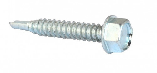Tornillo autoperforante cabeza hexagonal para chapa DIN 7504K M5.5 X 38mm acero cementado, zincado blanco