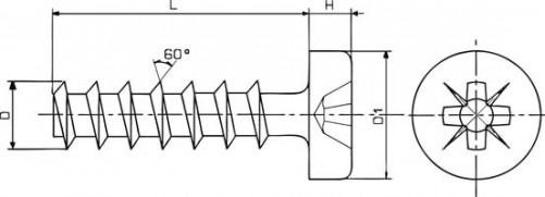 Tornillo autorroscante para plástico, cabeza abombada N°4 X 20 roscas X 20 mm, acero cincado, encerado blanco