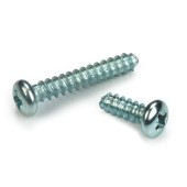 Tornillo autorroscante para plástico, cabeza abombada N°4 X 20 roscas X 20 mm, acero cincado, encerado blanco