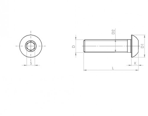 Tornillo de cabeza cilíndrica ISO 7380 M8 X 1,25 X 18mm cl.12.9 HOLO-KROME