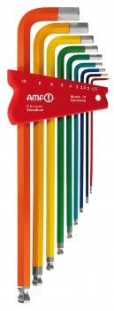 Juego de llaves acodadas de 90° AMF® serie larga de color con extremos esféricos n°911LG-HM9F REF 47001