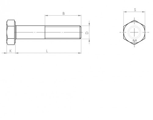 Tornillo de cabeza hexagonal parcialmente roscado DIN 931 M20 X 2.50 X 150mm cl.8.8 zincado blanco